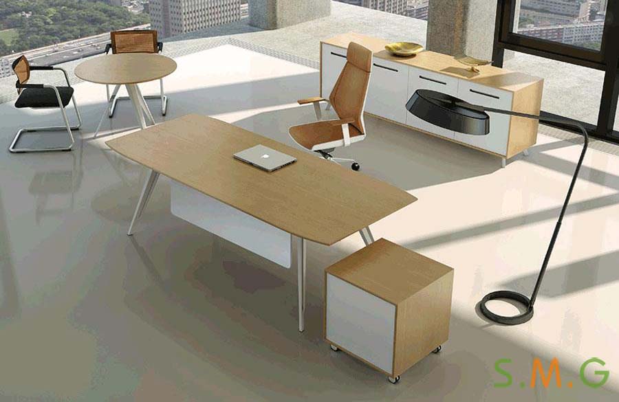 现代钢木办公桌